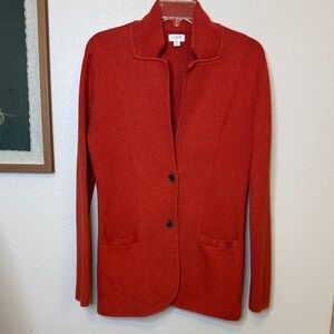 J. Crew Women's Bold Redish Orange 100% Cotton Sweater Blazer‎ - Small